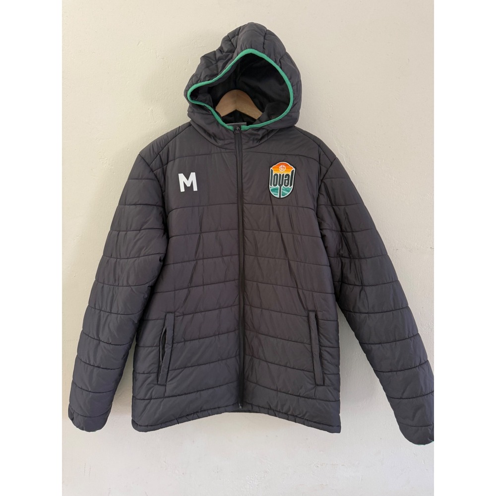 Charly San Diego Loyal SC Grey Puffer‎ Jacket Hooded Thermal Lining Size Large
